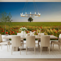 Wildflower meadow mural on dining room feature wall., GD9896