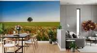 Scenic poppy meadow wall mural showing close detail and colors., GD9896