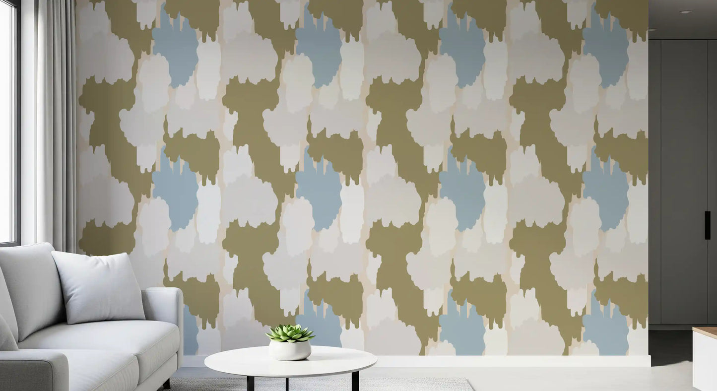 Warm sage, dusty cream, and olive build the boho coastal wallpaper palette., GD9905