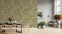 Olive boho coastal wallpaper softens the rhythm of a dining room with sketchy icons., GD9907