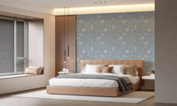 Soft blue tropical wallpaper with Gentle palm and starfish motifs for bedroom., GD9908