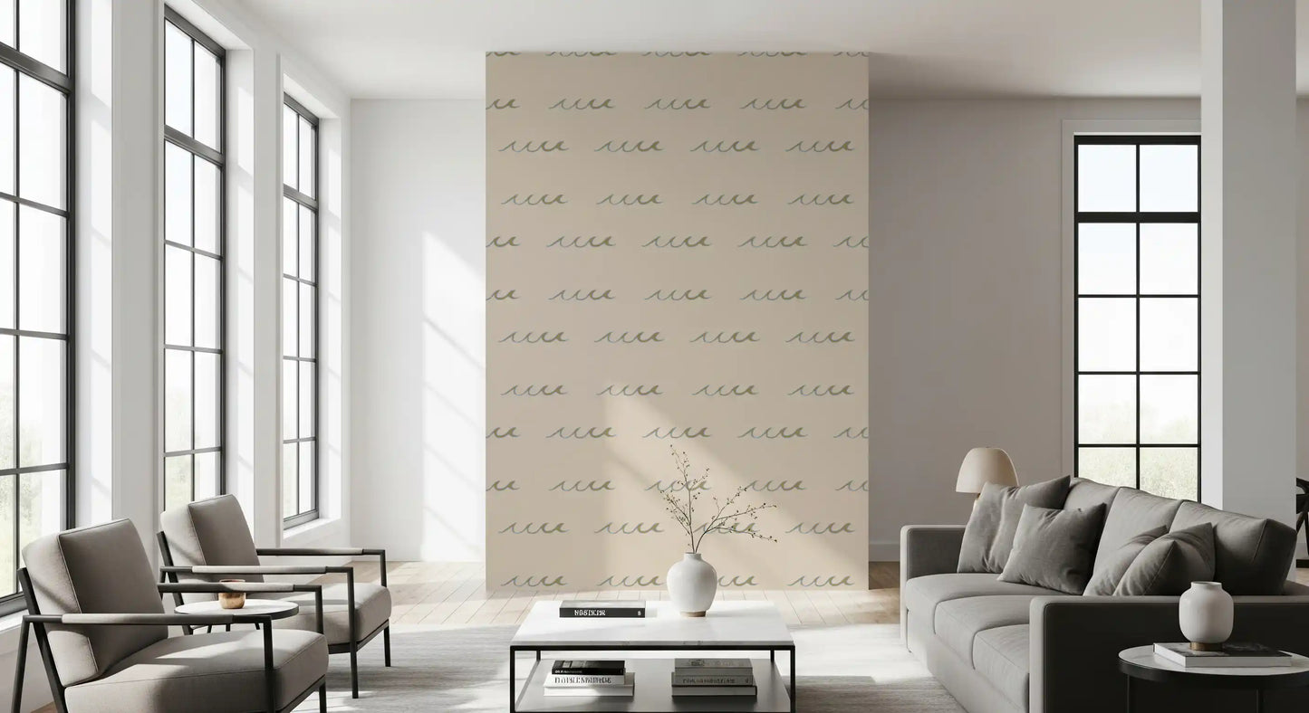 Sandy beige base color of the Sand Wave Boho Coastal wallpaper panel., GD9910
