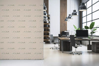 Loose wave strokes drift across a office wall as the boho coastal wallpaper., GD9910