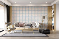 Olive green grid boho coastal wallpaper keeps its lines soft and slightly uneven., GD9912