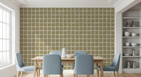 Airy dining area walls showcase this subtle and green Coastal wallpaper.