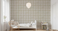 Earthy grid wallpaper with a subtle off-white and pale brown background., GD9915