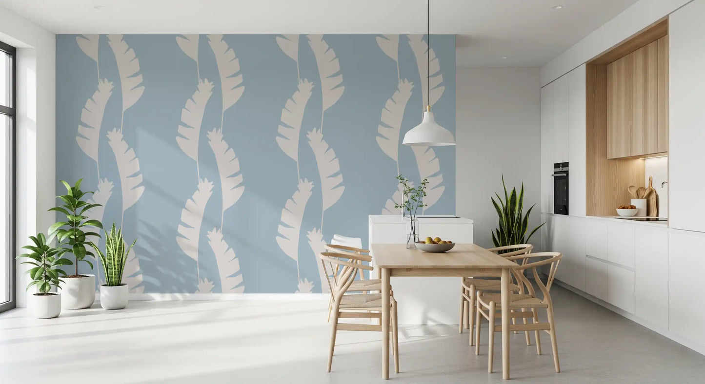 Soft boho style wallpaper with gentle organic overlapping foliage., GD9917