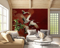 Rich crimson and gold background details on this elegant Sky wall mural.