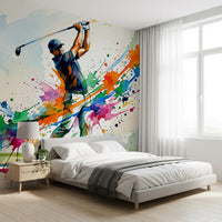 Detailed view of the swing in the Dynamic Golf Splash wall mural pattern., GD9922