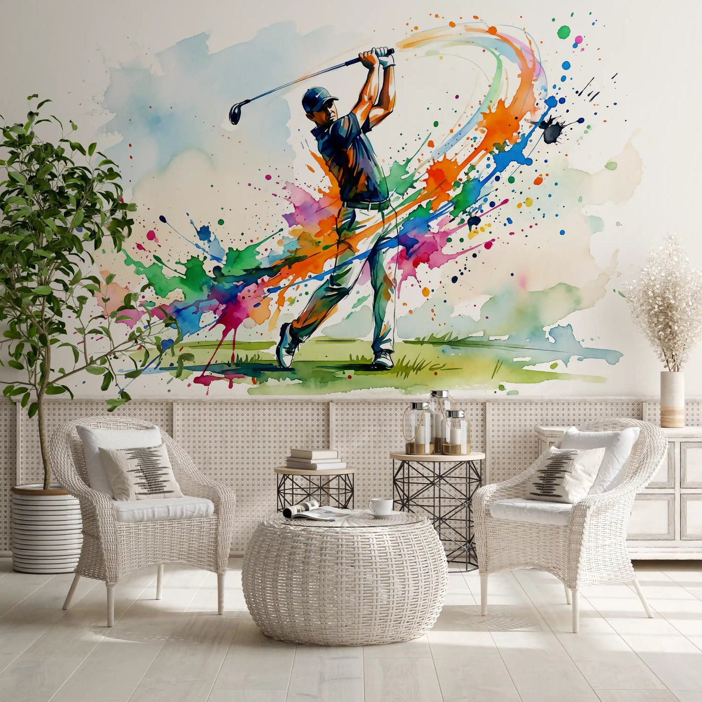 Lively hallway displaying the energetic motion of this vivid splash wall mural., GD9922