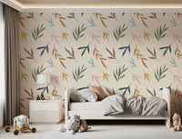 Cheerful leaves wallpaper adds a soft and playful touch to this kids bedroom., GD9926