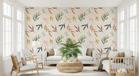 Delicate textures are seen on the Tropical Painted Leaves Wallpaper., GD9926