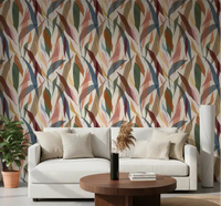 Living room featuring the painted foliage wallpaper in subtle earthy watercolor tones., GD9928