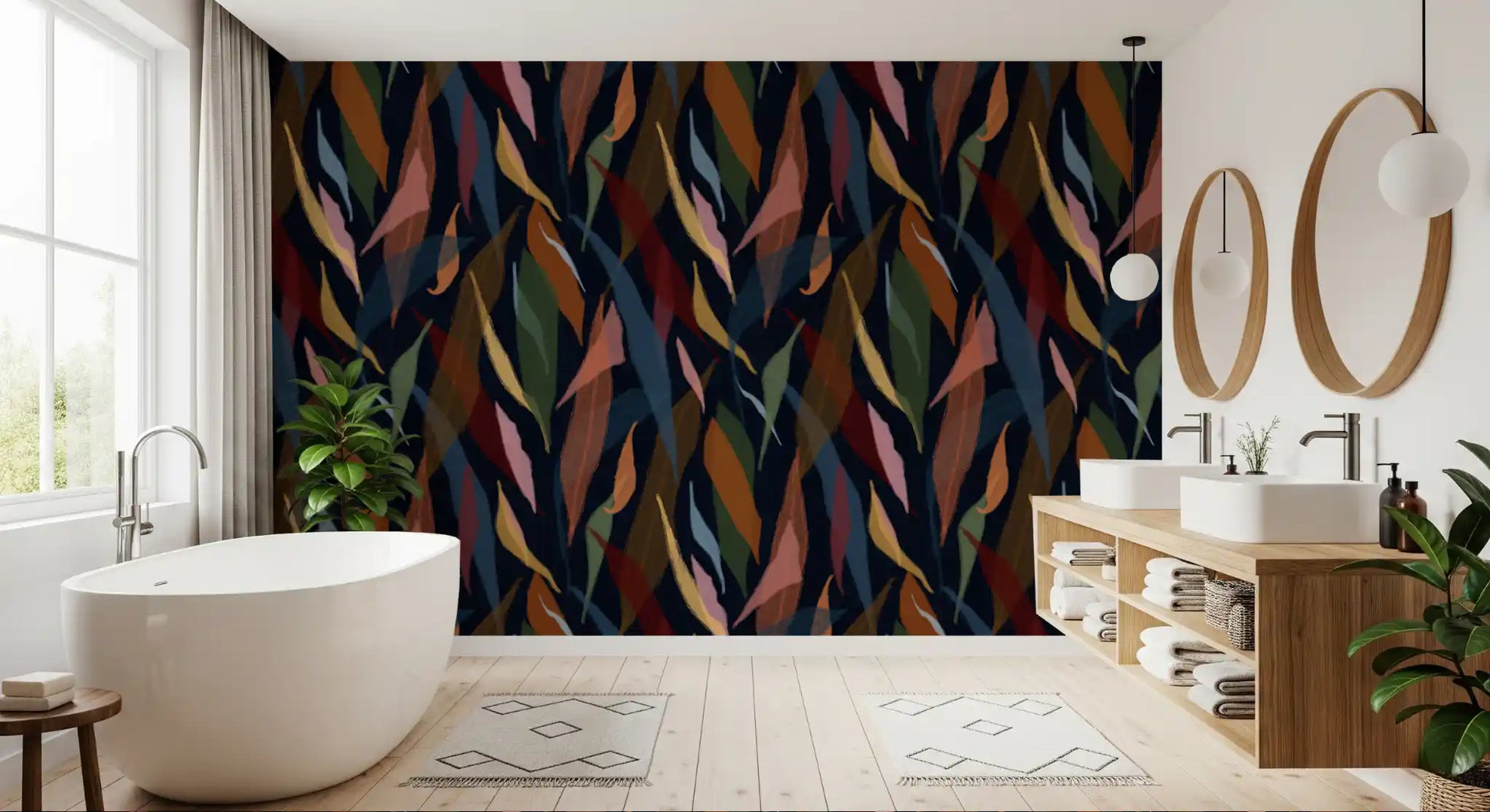 Detailed texture of the Tropical Painted Collage wallpaper showing brushstroke effects., GD9929