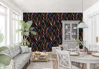 Deep tones of the Collage Dark wallpaper bringing warmth to a cozy lounge setting., GD9929