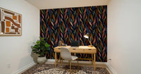 Swirling botanical elements featured in the Painted Collage Dark wallpaper., GD9929