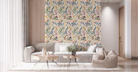 Geometric triangles and organic leaves combine on the Painted Collage wallpaper, GD9930