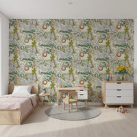Friendly lion and giraffe wallpaper for a play study area., GD9935