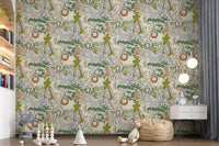 Playful jungle crew wallpaper for a  modern nursery wall., GD9935