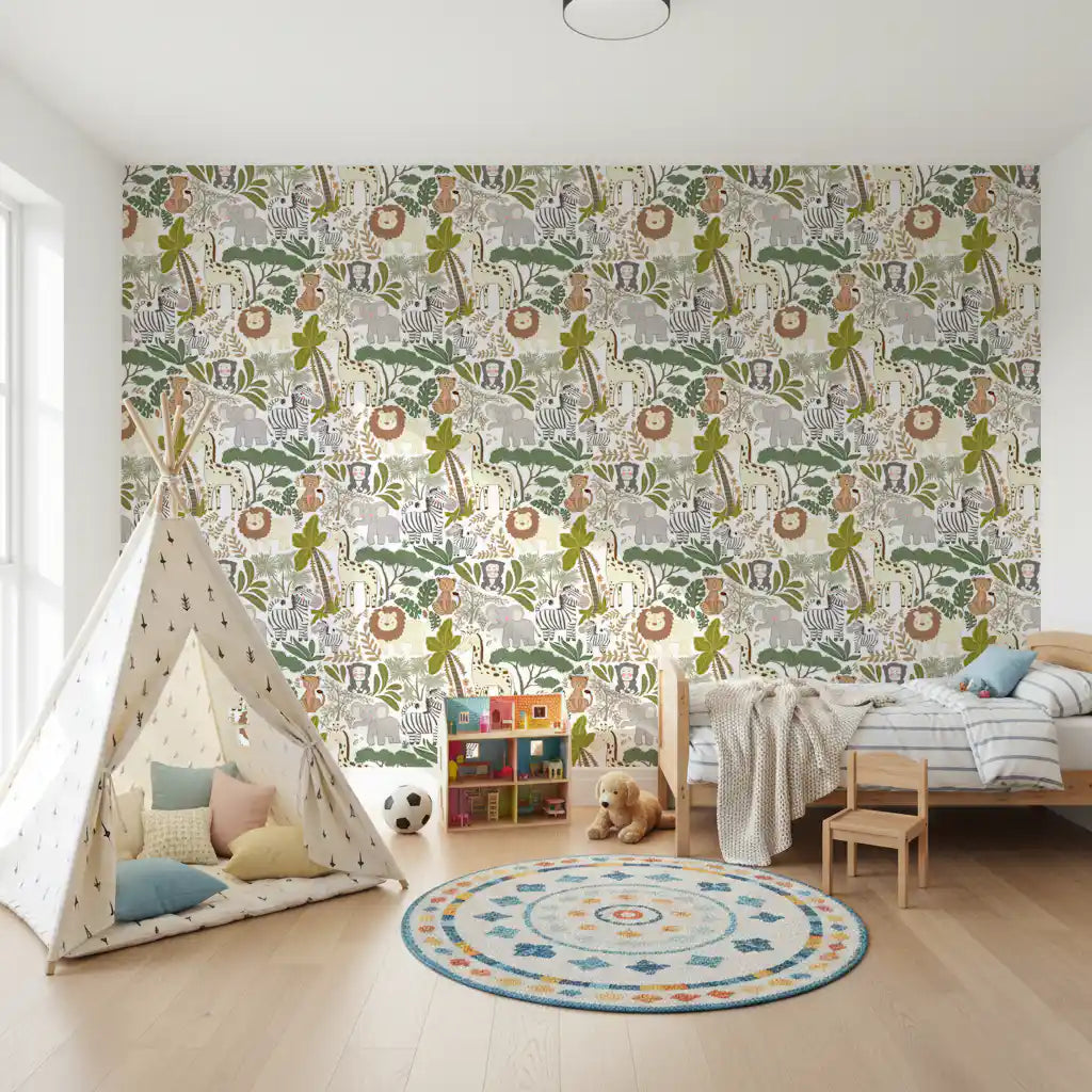 Playful Jungle Pals Wallpaper⁠
