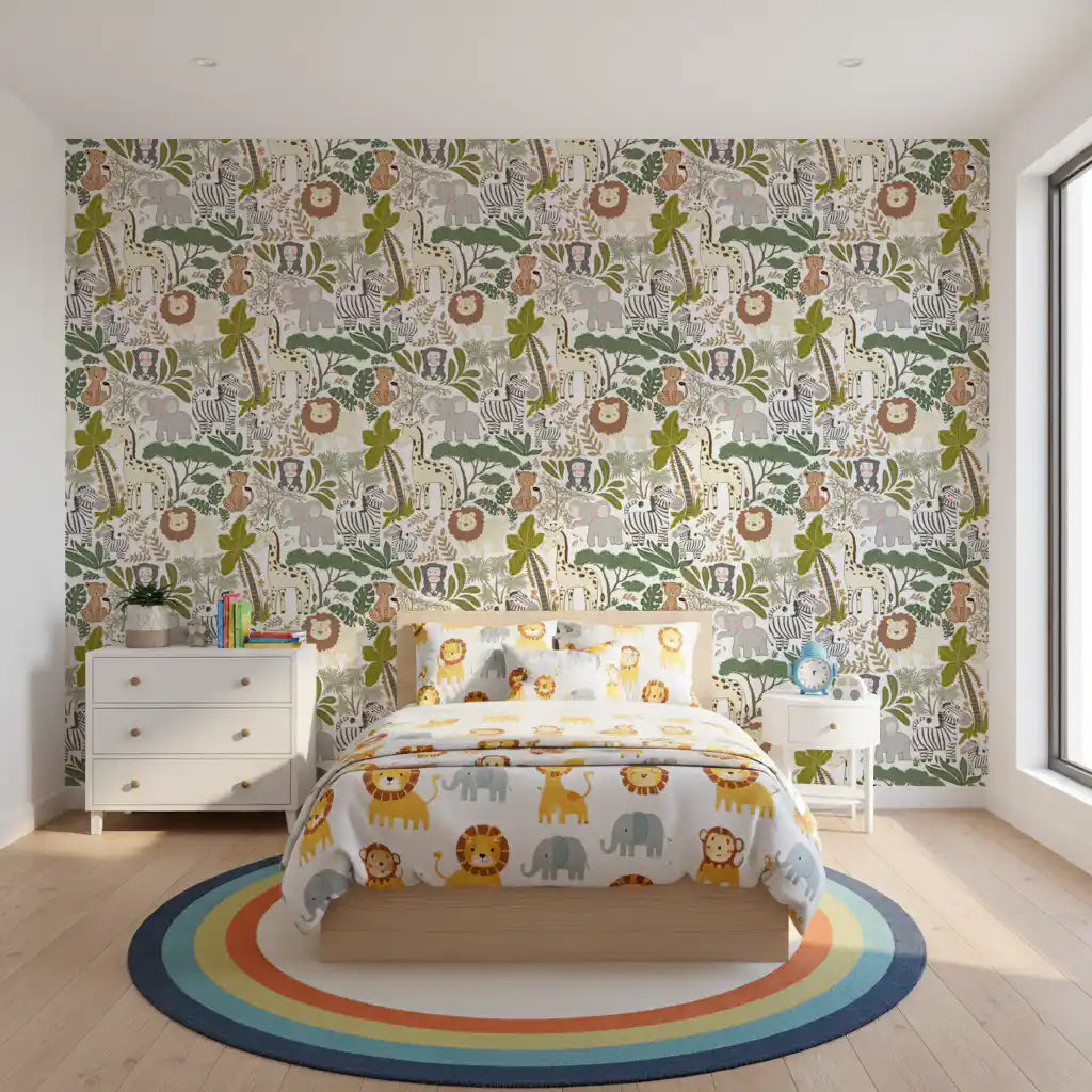 Playful Jungle Pals Wallpaper⁠