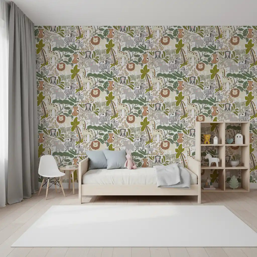 Playful Jungle Pals Wallpaper⁠