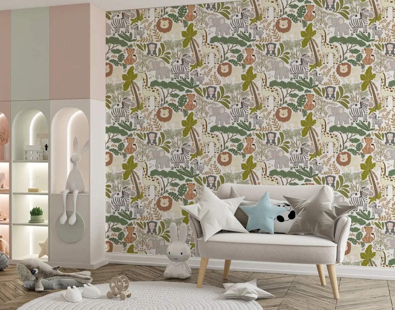 Playful Jungle Pals Wallpaper⁠