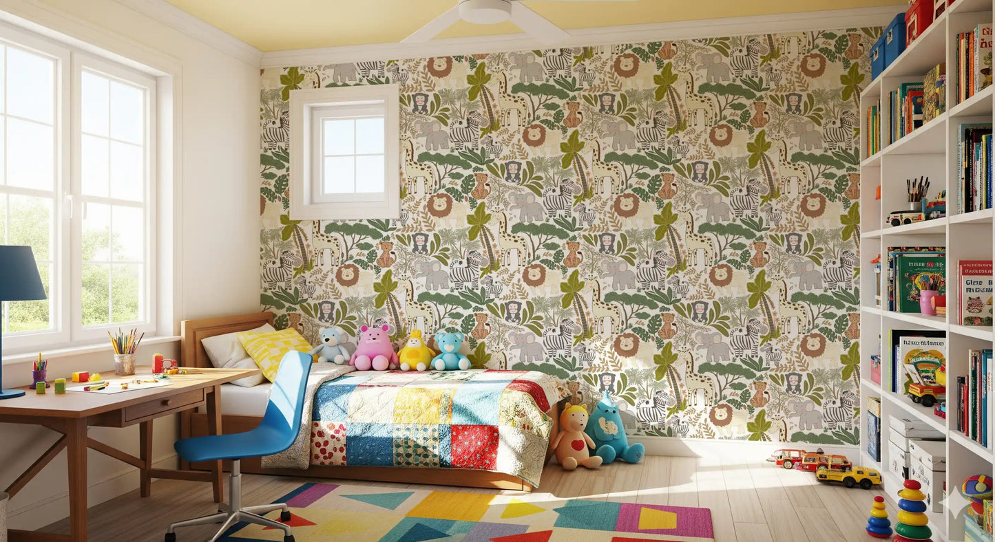 Playful Jungle Pals Wallpaper⁠