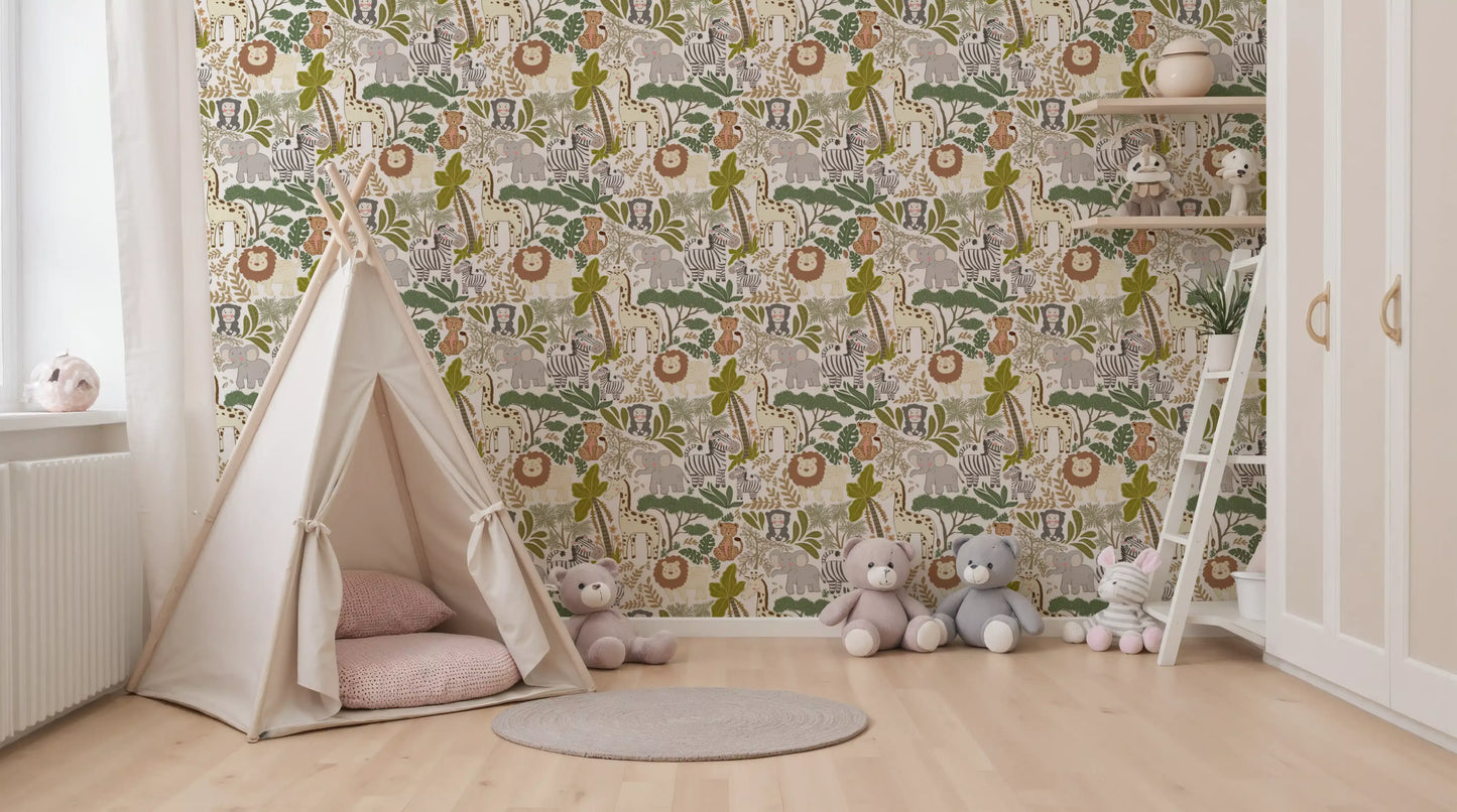 Playful Jungle Pals Wallpaper⁠