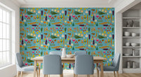 Vibrant carrots and strawberries on the retro veggie wallpaper., GD9939