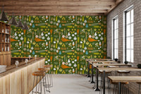 Unique bar walls showcasing Olive Green Vegetable Wallpaper., GD9943