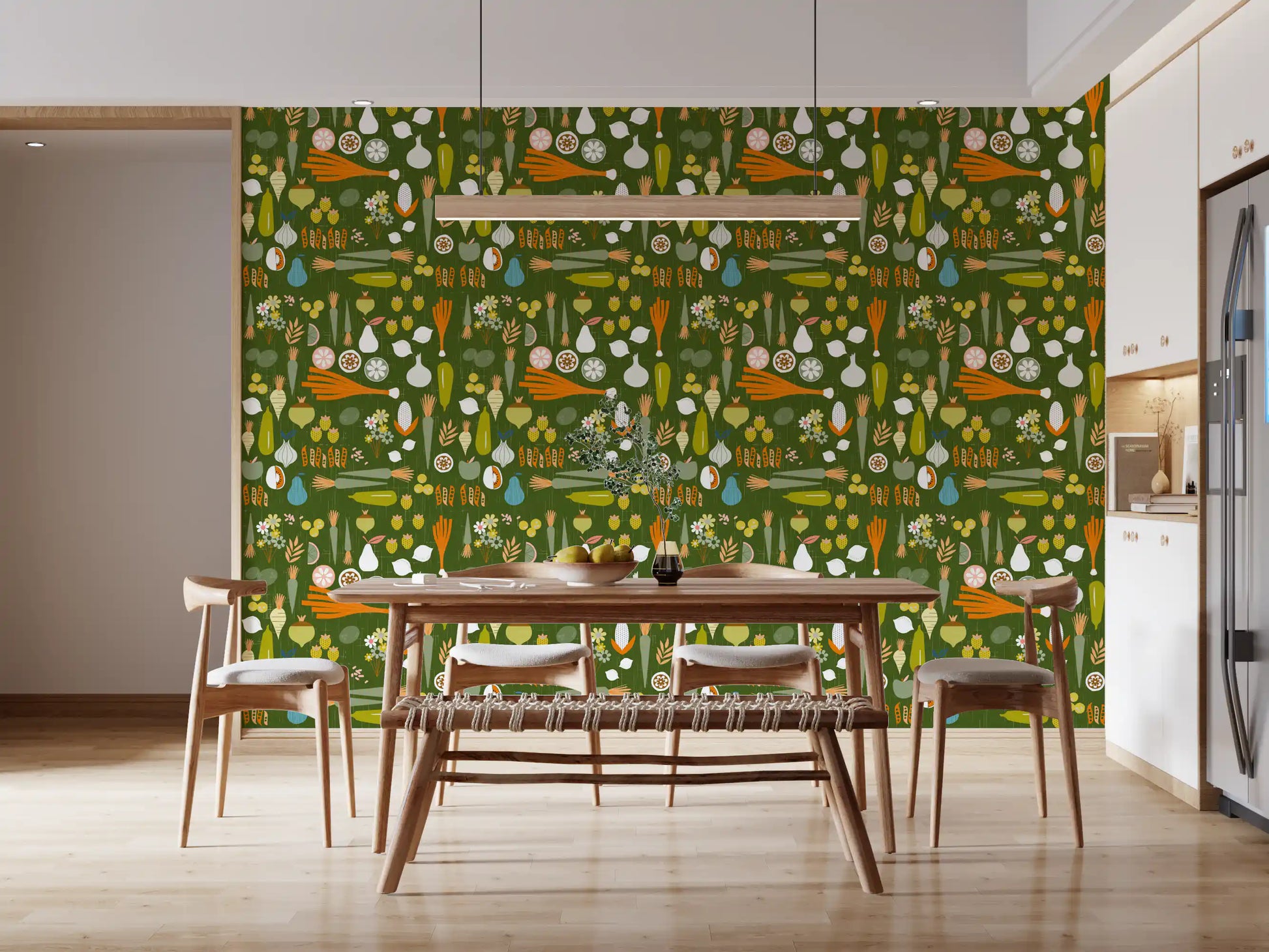 Repeating harvest pattern found on Retro Kitchen wallpaper., GD9943