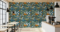Brighten the family cafe using this vintage vegetable kitchen wallpaper