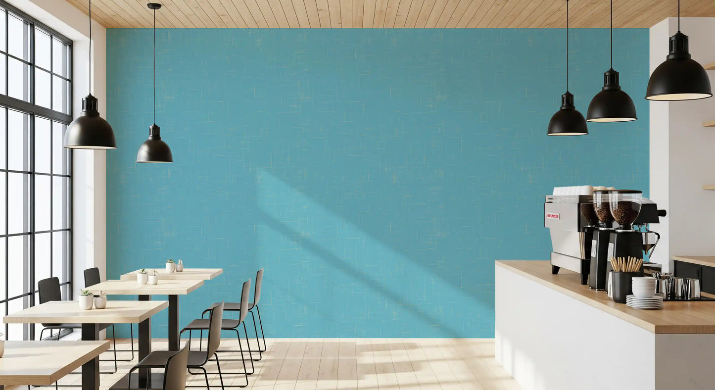 Subtle cyan grid lines across this blue linen texture modern wallpaper.