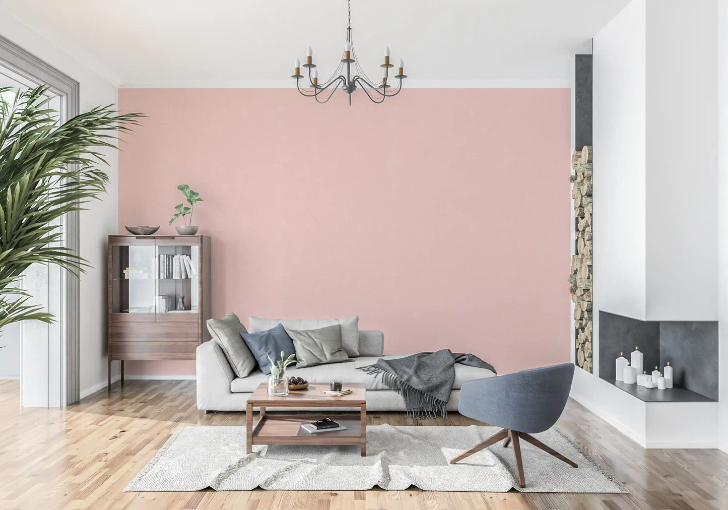 Refined geometric lines define the look of this pink mid century wallpaper., GD9946