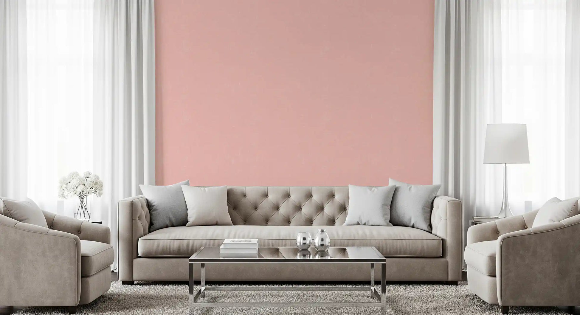 A close look at the soft pastel rose color of this linen texture wall mural., GD9946