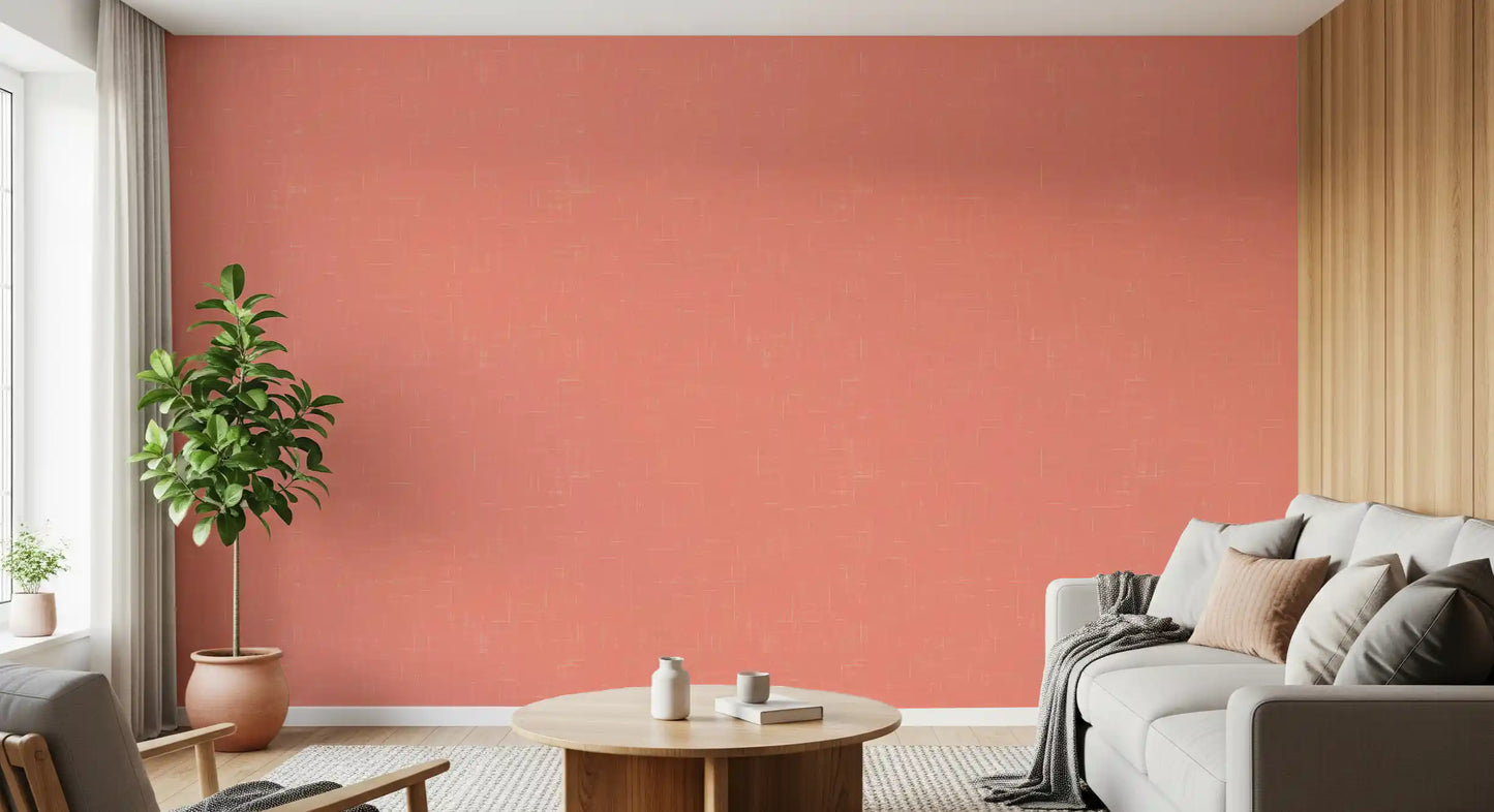 Soft living room walls featuring this peach linen texture wallpaper, GD9947