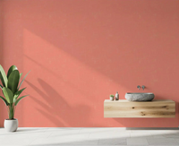 Bathroom backdrop with Coral Linen Texture Mid Century Modern Wallpaper, GD9947