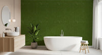 Cozy bathroom walls covered in mid century modern olive green wallpaper., GD9951