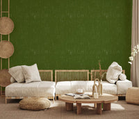 Seamless installation view of this continuous olive green linen wallpaper., GD9951