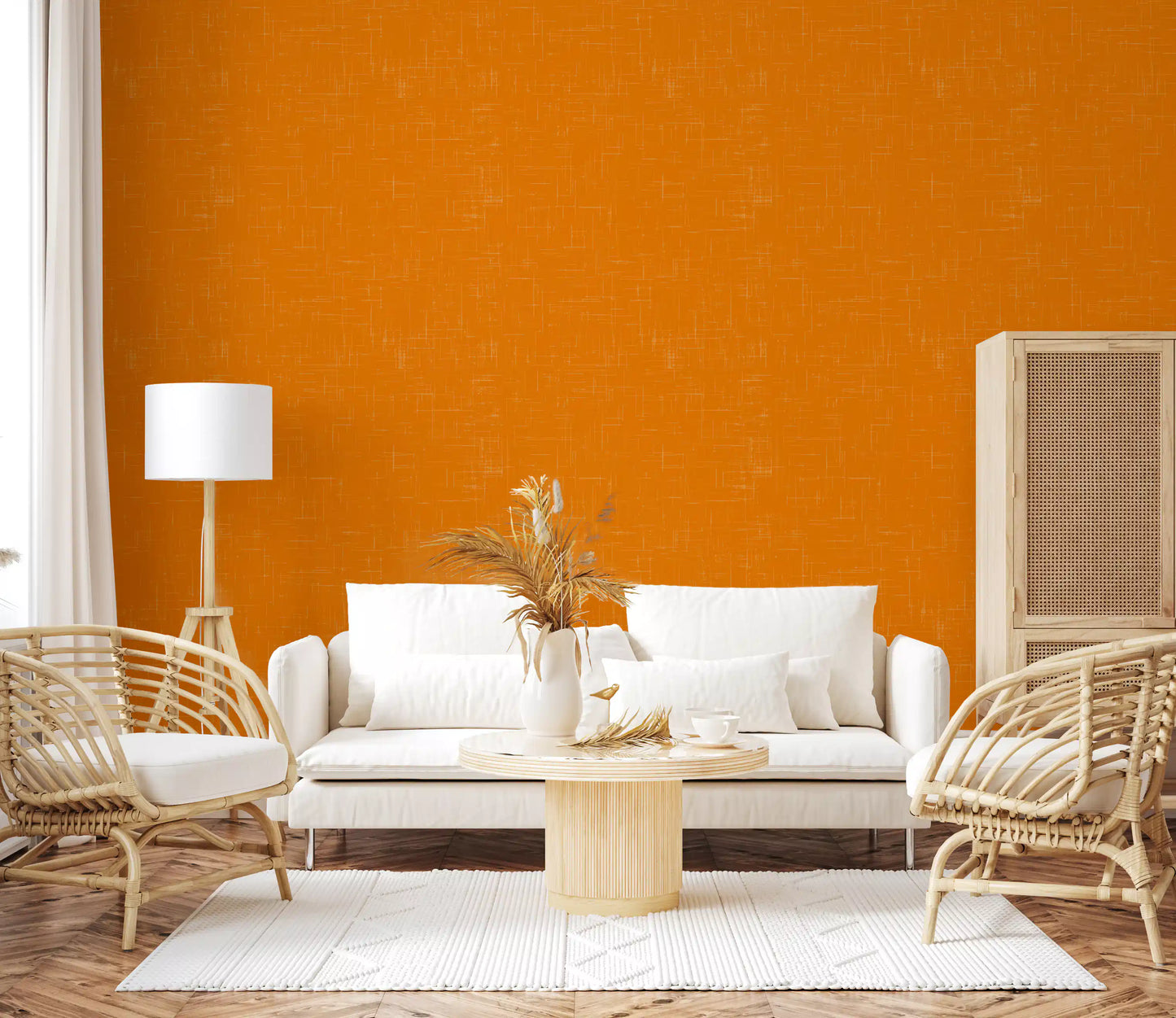 High resolution view of an orange mid century modern wallpaper texture panel