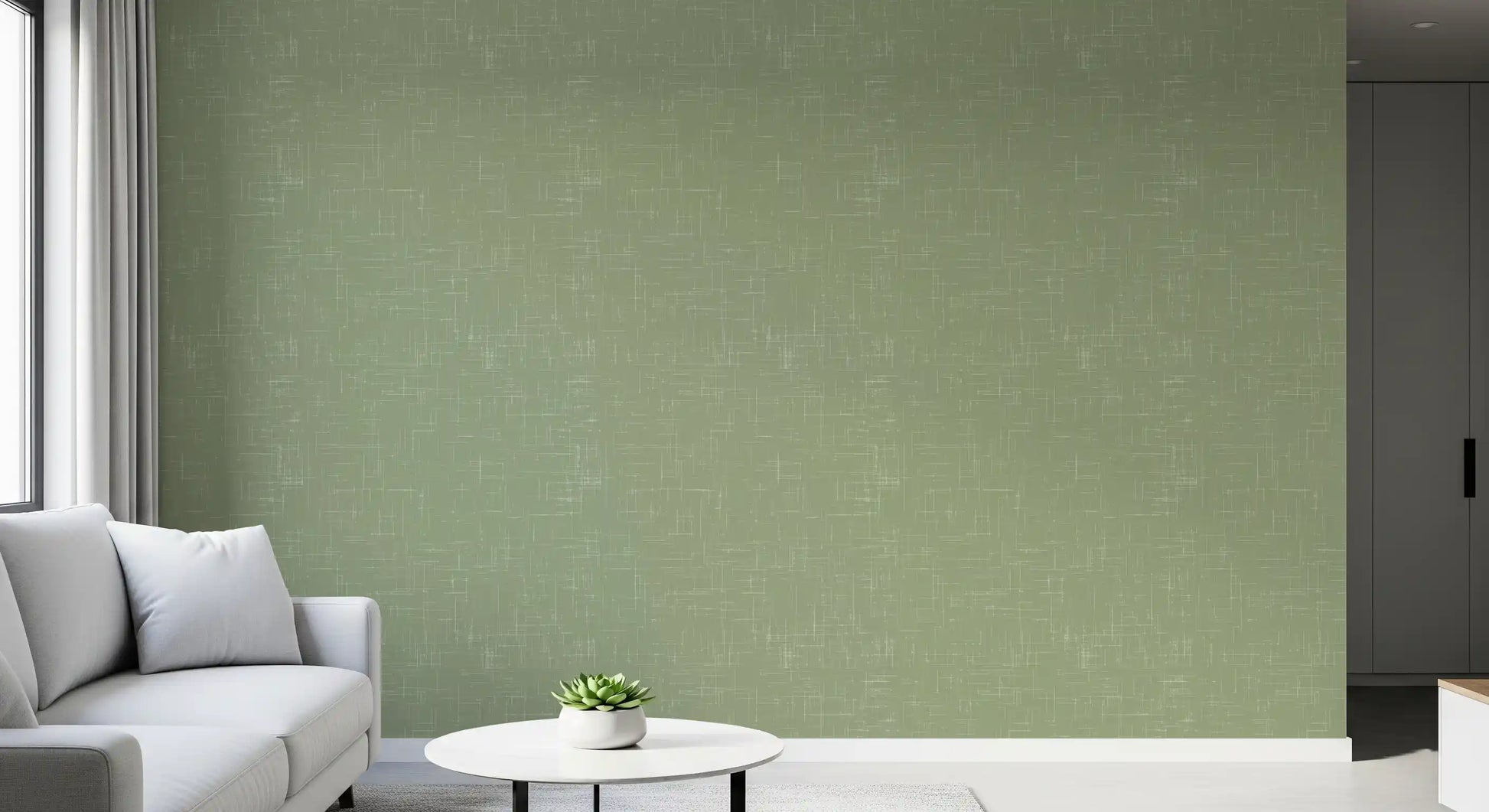 Hallway spaces flow smoothly alongside this mid-century modern wallpaper.