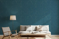 Living room featuring Teal Linen Texture Wallpaper in a vintage style., GD9955