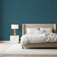 Bedroom installation of this Teal Linen Texture Modern Wall Mural., GD9955