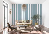Ticking stripe wallpaper featuring a soft slate grey palette., GD9956