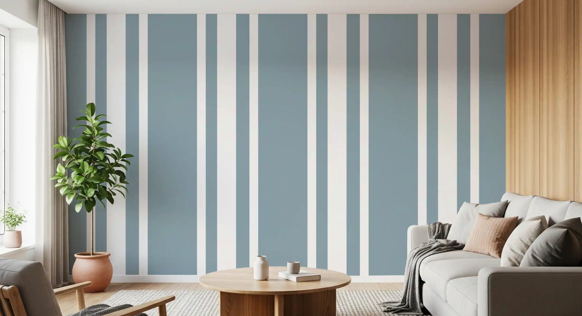 Classic stripe wallpaper pattern covering a cozy hallway wall, GD9956