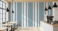 Calm farmhouse wallpaper stripes inside a quiet cafe area., GD9956