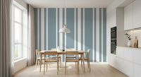 Traditional ticking stripe wallpaper used in a sunny dining room., GD9956