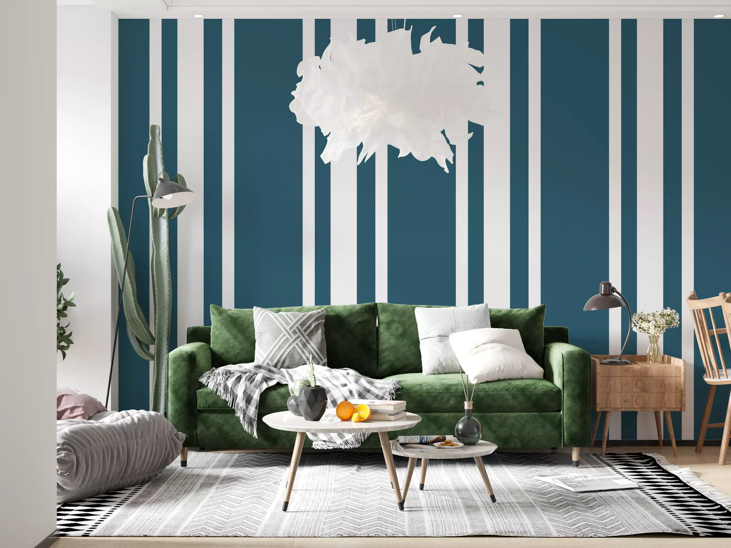 Flat lay of Blue Ticking Stripe Coastal wallpaper., GD9957