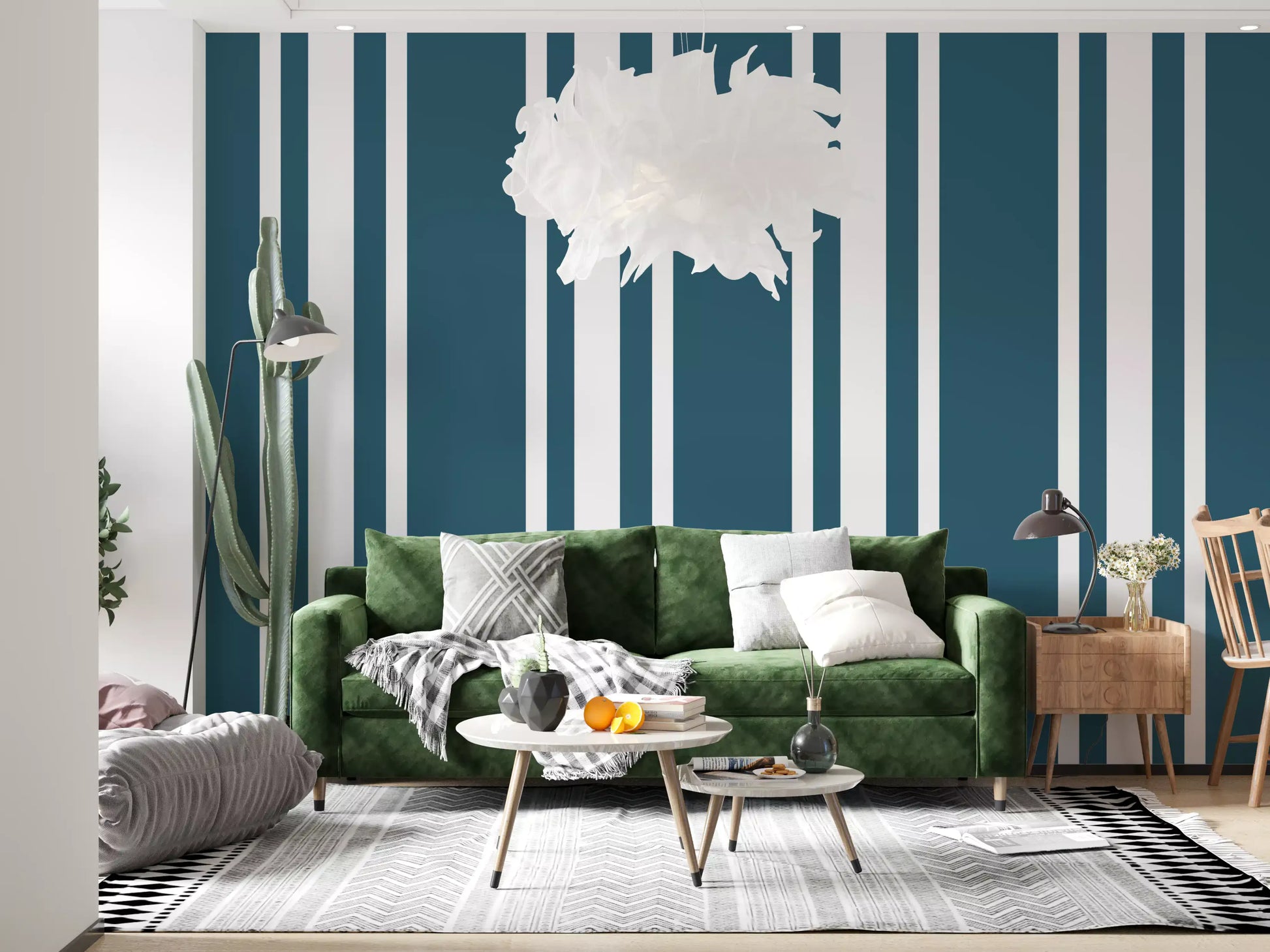 Flat lay of Blue Ticking Stripe Coastal wallpaper., GD9957